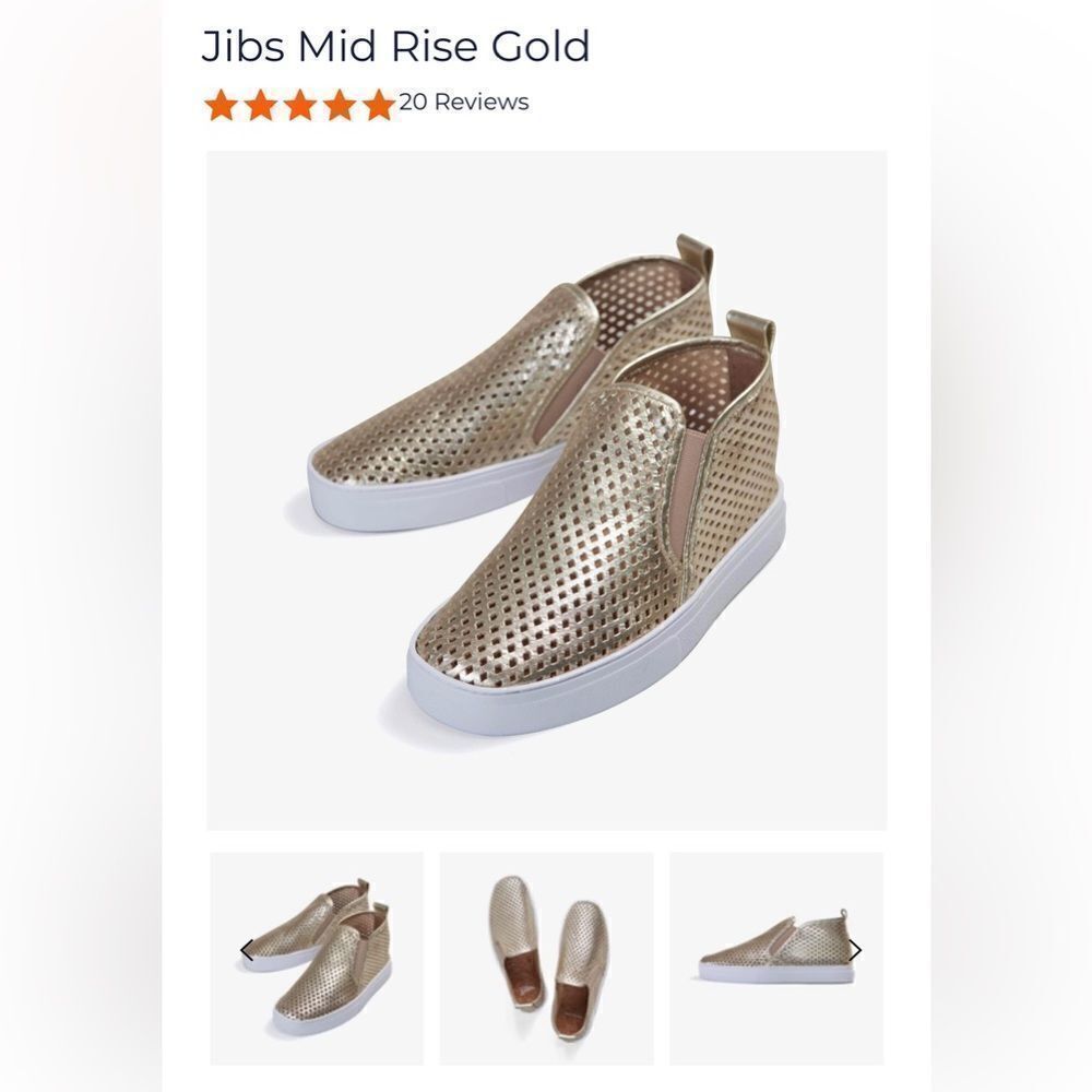 Jibs mid rise gold slip on shoes,‎ size women’s 8 men’s 6